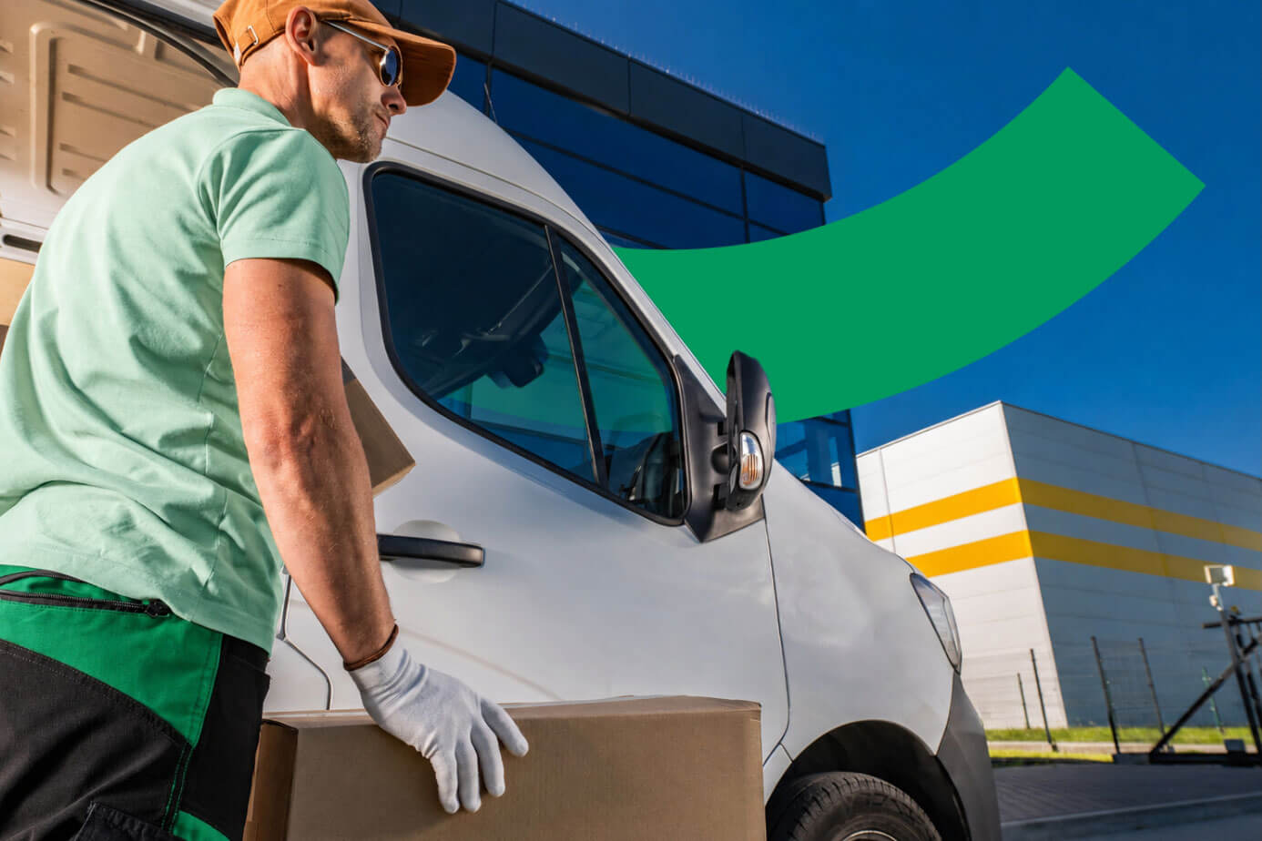 Last-mile delivery driver in a Rooya-equipped van
