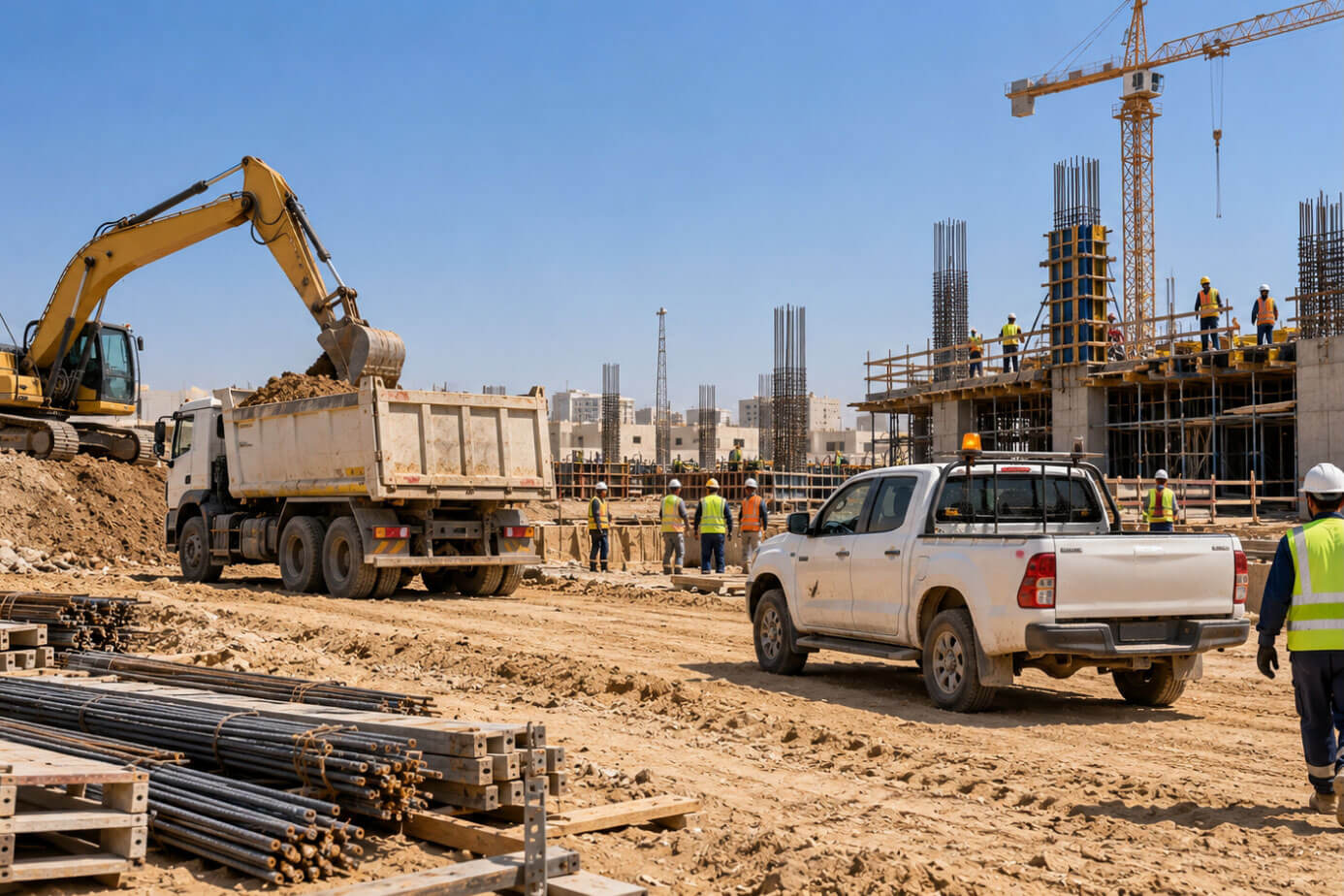 Construction vehicle fitted with a Rooya camera on site