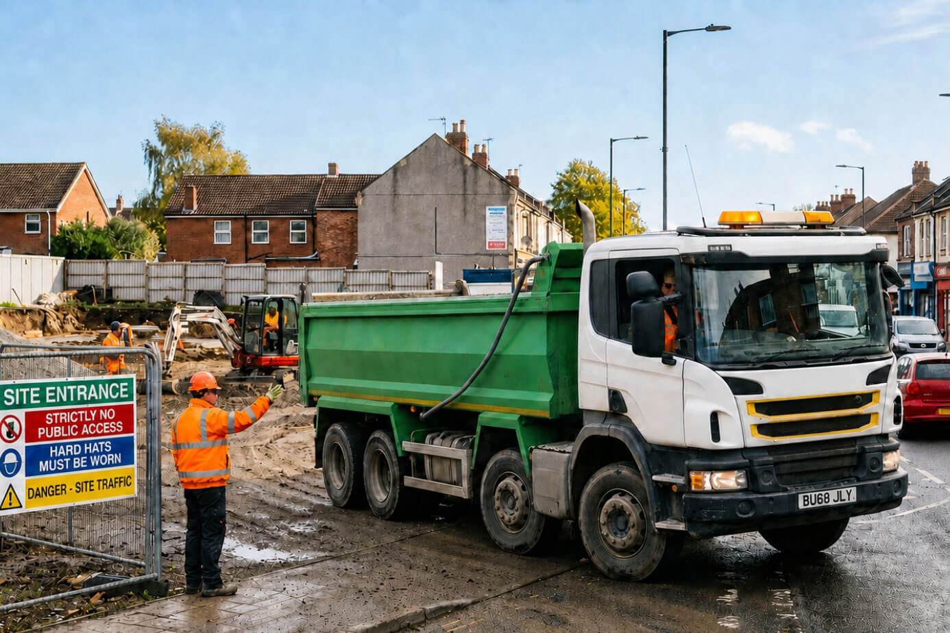 Construction vehicle fitted with a Rooya camera on site